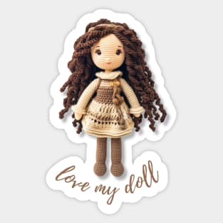 Handmade Wool Doll, Cozy and Cute - design 8 Sticker